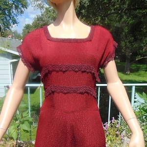 VTG 1940s Burgundy English Muffle Fitted Maxi Dance Dress M