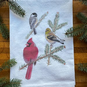 Christmas Songbirds Flour Sack Tea Towel (Two Sizes)