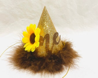 Sunflower First 1st One Mini Birthday Party Hat Child Kid Baby Pet Dog