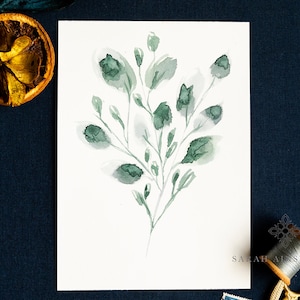 Greenery Wall Art, Greenery Painting, Green Watercolor Art, Green Stem Painting, Home Wall Decor, Watercolor Fine Art Print