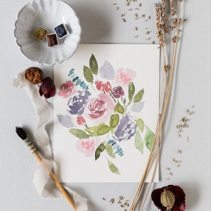 Floral Watercolor, Office Art, Nursery Floral Art, Watercolor Flowers, Bridal Shower Gift, Garden Watercolor Fine Art Print