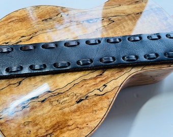 Vintage leather ukulele strap // dark brown leather uke strap // ukulele accessory // mandolin strap // ukelele strap // ukulele strap