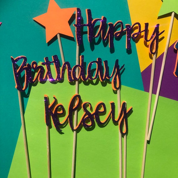 wallpapers Glow In The Dark Cake Topper custom cake topper neon kids party glow in the dark party etsy
