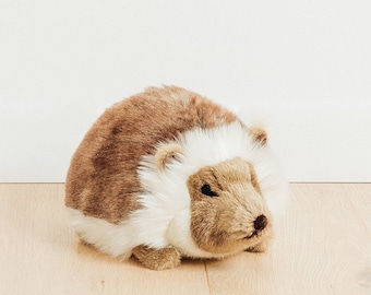 Small Handmade Stuffed Toy Hedgehog 35cm. Brown Synthetic fur, realistic and Very Soft for baby, children & adults – My hedgehog Arsene