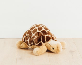 Small Handmade Stuffed Toy Turtle 30cm. Brown Synthetic fur, realistic and Very Soft for baby, children & adults – My turtle Rosalie