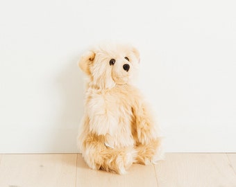 Small Handmade Stuffed Toy Teddy Bear 35cm. Beige Synthetic fur, realistic and Very Soft for baby, children & adults – My teddy bear Jules