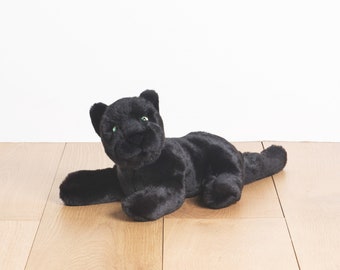 Small Handmade Stuffed Toy Panther 30cm. Brown Synthetic fur, realistic and Very Soft for baby, children & adults – My panther Zélie