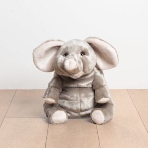 Small Handmade Stuffed Toy Elephant 40cm. Grey Synthetic fur, realistic and Very Soft for baby, children & adults – My Elephant Basile