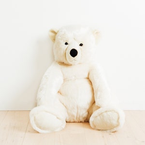 Polar Bear Stuffed Animal Jules – Handmade &Lifetime Guaranteed – Sizes Big 28&quot;, Giant 39&quot;