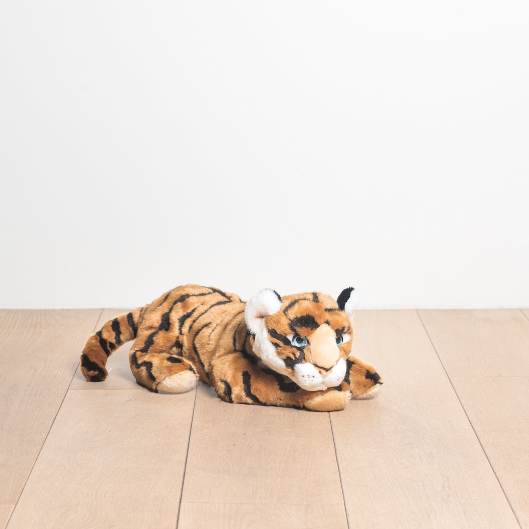 Small Handmade Stuffed Toy Tiger 35cm. Synthetic Fur, Realistic and