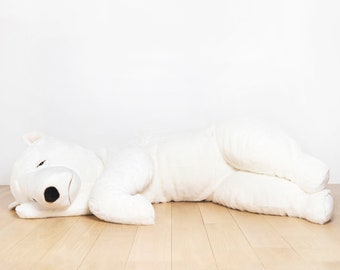 Giant White 250cm Handmade Stuffed Toy Teddy Bear. White Synthetic fur, realistic and Very Soft for baby, children & adults