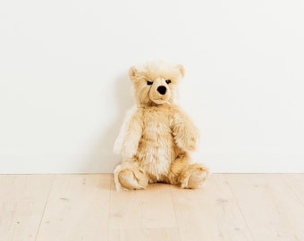Medium Handmade Stuffed Toy Teddy Bear 50cm. Beige Synthetic fur, realistic and Very Soft for baby, children & adults – My teddy bear Jules