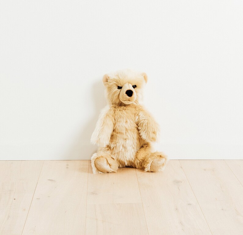 Medium Handmade Stuffed Toy Teddy Bear 50cm. Beige Synthetic fur, realistic and Very Soft for baby, children & adults My teddy bear Jules image 1