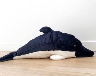 Big Handmade Stuffed Toy Dolphin, 80cm. Blue Synthetic fur, realistic and Very Soft for baby, children & adults – My dolphin Auguste