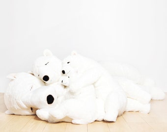 Big Teddy Bear Lucien – Large Sizes 26" and 37" – White or Beige - Guaranteed for Life