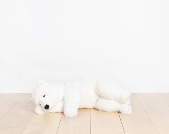 Medium White 65cm Handmade Stuffed Toy Teddy Bear. White Synthetic fur, realistic and Very Soft for baby, children & adults