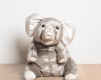 Medium Handmade Stuffed Toy Elephant 60cm. Grey Synthetic fur, realistic and Very Soft for baby, children & adults – My Elephant Basile