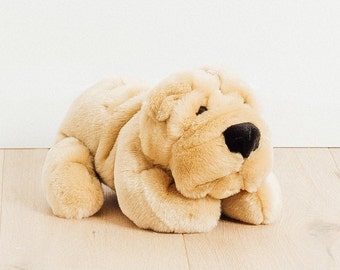 Stuffed dog 35cm, sharpei, ideal for birth gift, big plush hand stitched, realistic and very soft