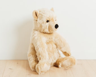 Big Handmade Stuffed Toy Teddy Bear 70cm. Beige Synthetic fur, realistic and Very Soft for baby, children & adults – My teddy bear Jules