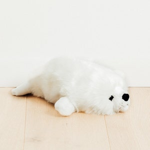 Big Handmade Stuffed Toy Seal 60cm. Black Synthetic fur, realistic and Very Soft for baby, children & adults – My seal Arsene