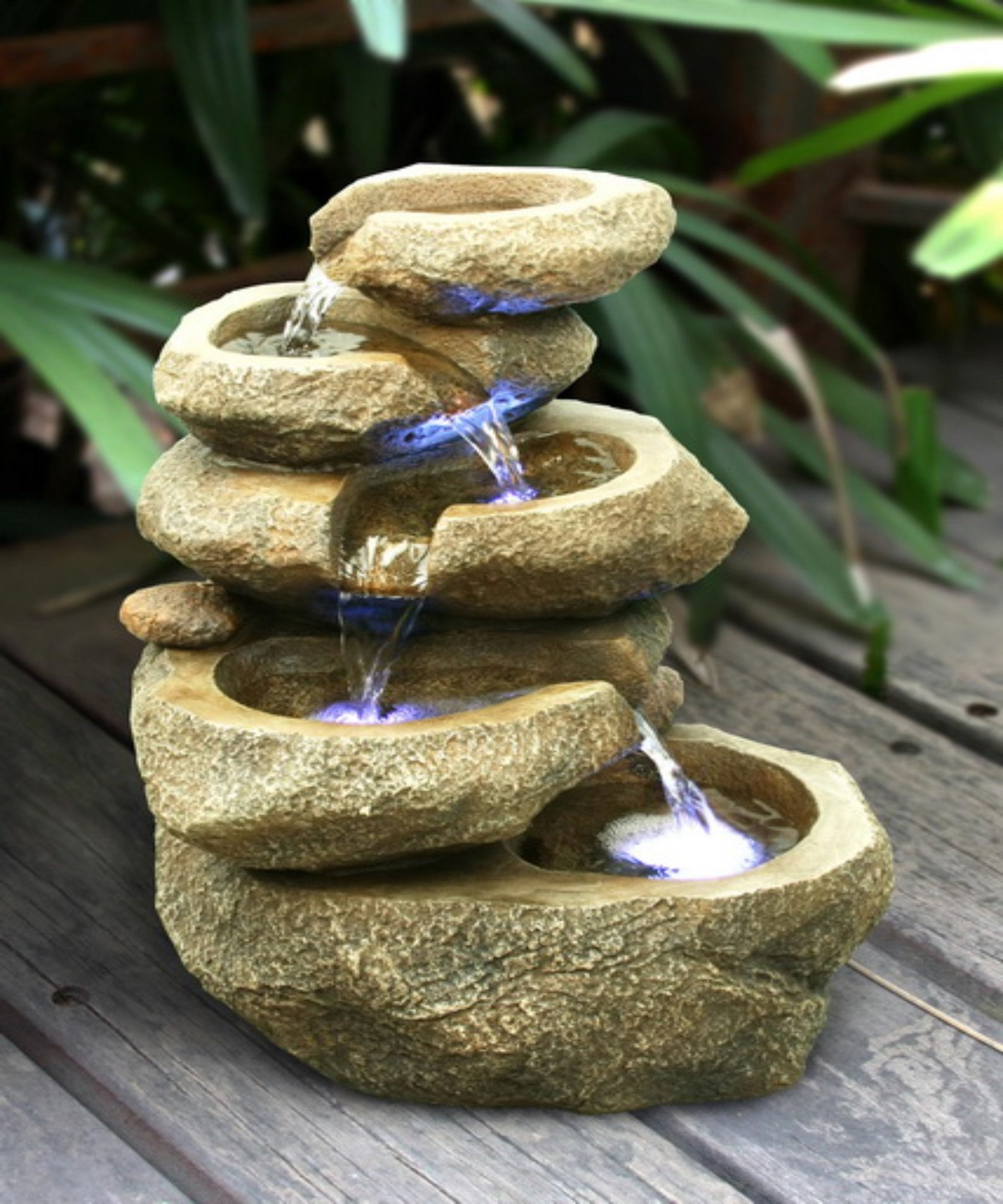 FountainRock 5 Level W/LEDWater Fountain Garden Decor Home Etsy