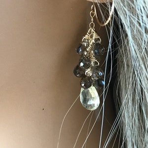 Smoky Quartz Earrings, Yellow Topaz Earrings, Jewelry Gifts for her, Birthday Gift, Anniversary Gift