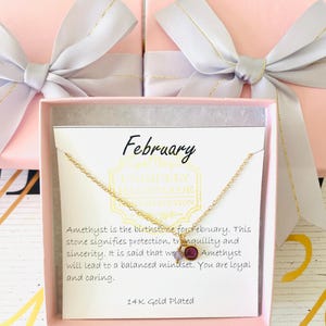 February Birthstone Necklace, February Birthstone Jewelry, Birthstone Necklace for Mom, Jewelry Birthday Gifts for her, Amethyst Necklace