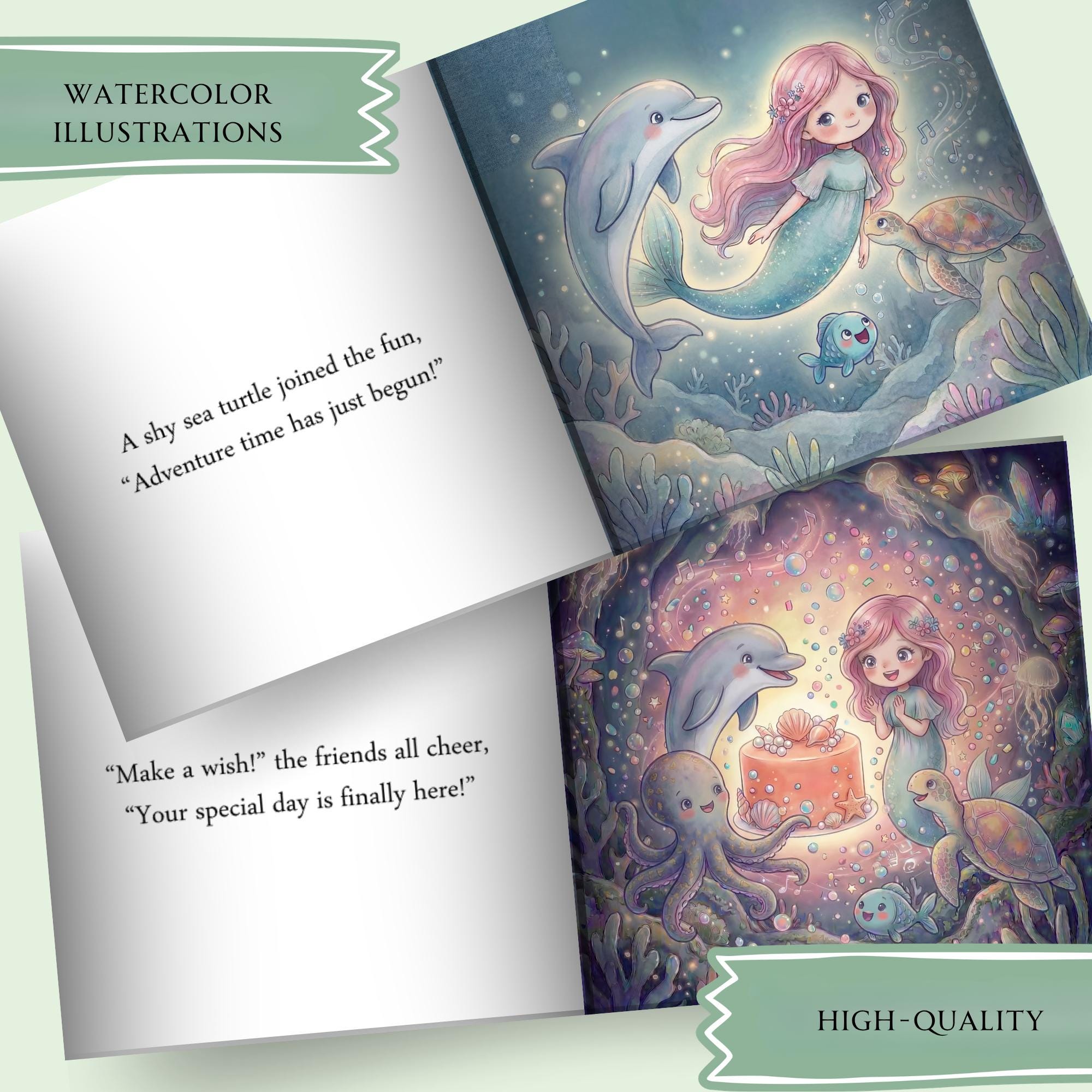 Personalized Mermaid Book for Kids, Custom Name Story, Under the Sea ...