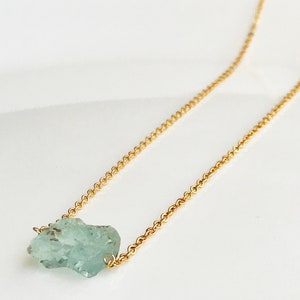 Aquamarine Necklace, Raw Aquamarine Handmade Necklace for Women, Jewelry Gifts for her, Birthday Gift, Bridesmaids Gift, March Birthstone