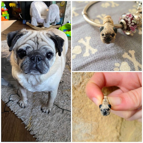 Cute bespoke handmade pug bead that fits pandora bracelets