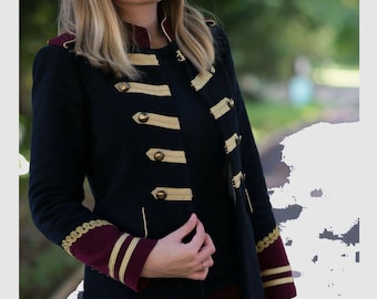 Black and gold military jacket womens sale
