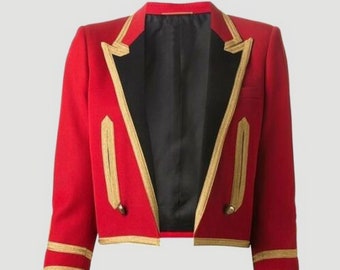 women’s Designer Wool Embroidered Officer Jacket, ladies hussar jacket with military grade material