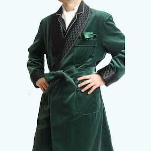 Smoking Jacket Men Forest Green Smoking Jacket Velvet Quilted - Etsy