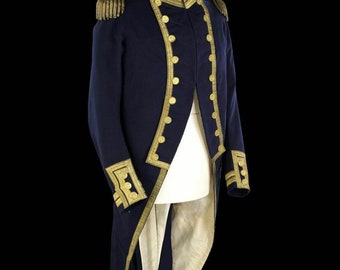 Navy Blue Regency Military Uniform Men's Jacket ,Admiral coat, Military regency uniform, navy blue regency uniform