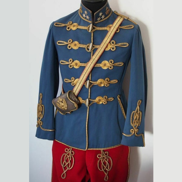 New Men Blue cavalry captain of the Austro-Hungarian Hussar Regiment Jacket, lancer officer jacket, admiral infantry regiment coat