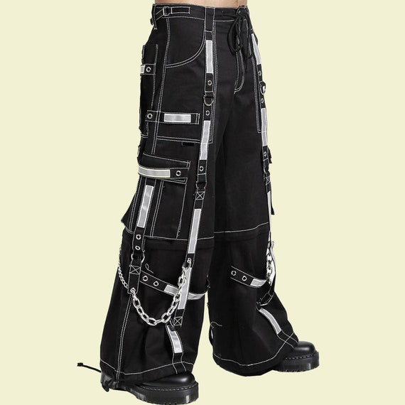 Women Gothic Bondage Rock Black Punk Buckle Zips Chain Strap  Trouser/Pants/USA (Small) at  Women's Clothing store