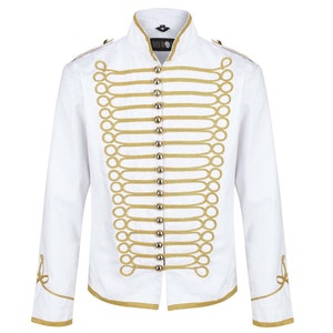 White hussar jacket parade jacket mens military jacket army drummer musician jacket