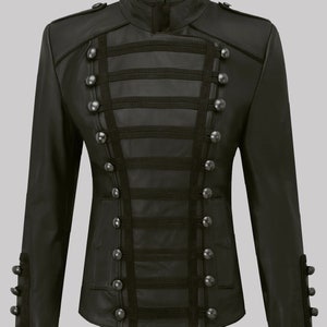 Women's Napoleon Military Leather Jacket Slim Fit Unique Fashion Jacket, miliary jacket, ladies military jacket, Leather military jacket image 2