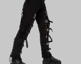 Dead Threads Goth Black Buckles Zips Straps Trousers Goth Punk Cyber Pants