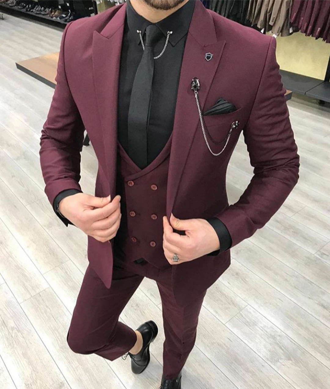 Stylish Men Suits 3 Piece Blue Wedding Groom Wear Slim Fit One - Etsy