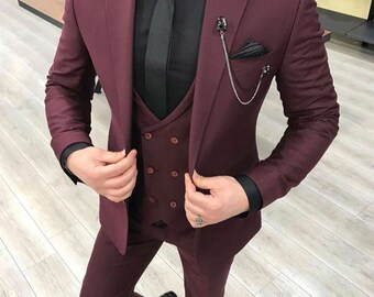 maroon jacket suit