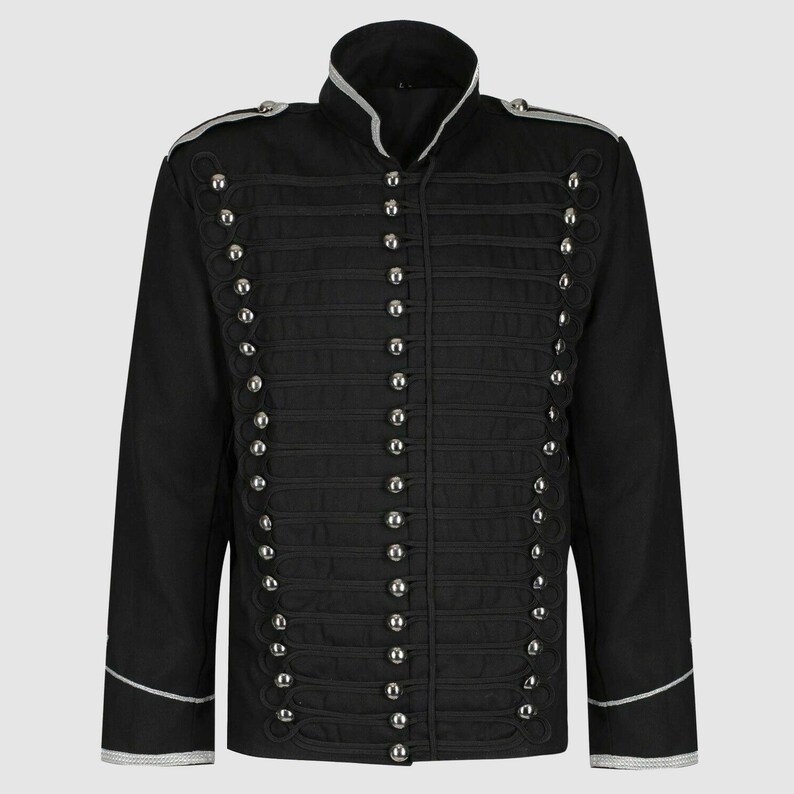 Black Hussar Steampunk Cotton Parade Jacket Black Military Etsy UK