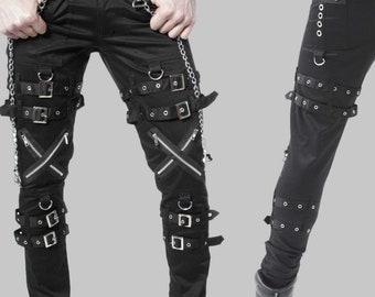 Goth Pant Dead Threads Buckles Zips Chains Straps Black Trousers Cyber Punk, bondage trouser, gothic trousers, punk trousers