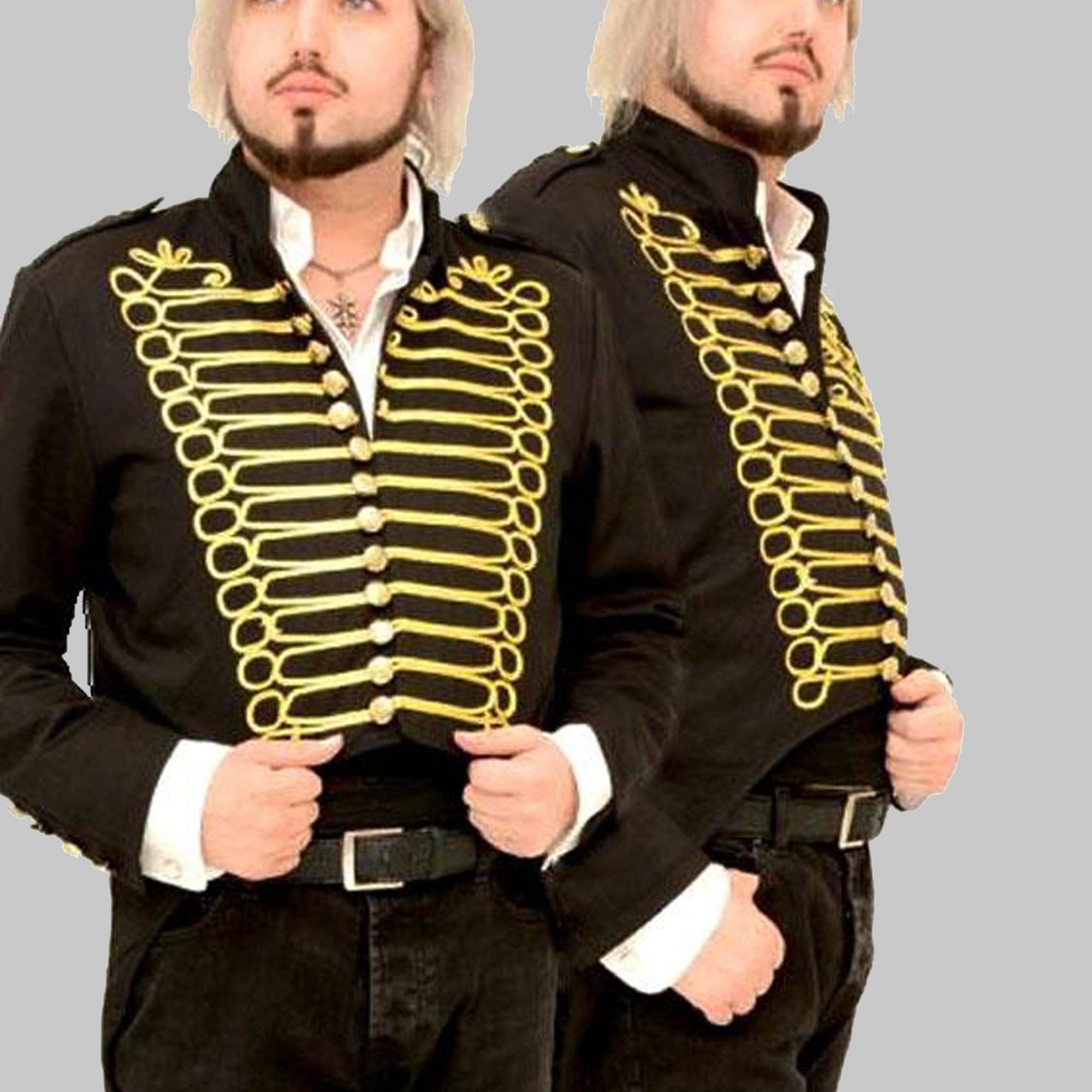 Image of Mens Steampunk Tail Coat, Gold Braiding Light Weight & Goth Lookr