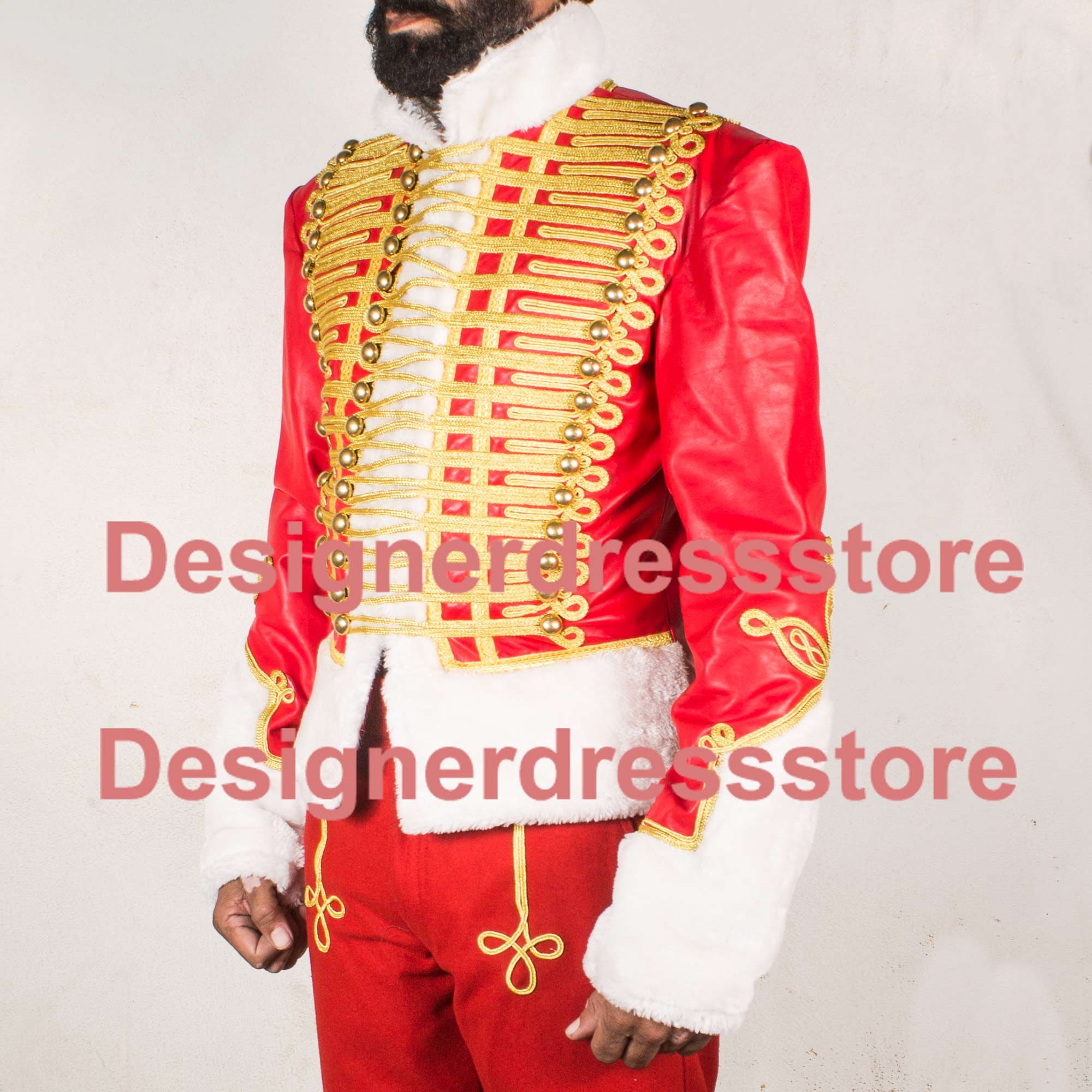 Leather Hussars Jacket With Gold Frogging Steampunk Military Etsy