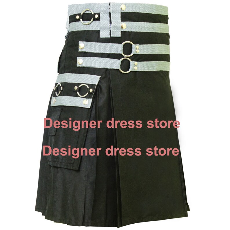 Black belted kilt for men kilt for men stylish mens kilt black kilt with blue belt custom made kilt black mens kilt