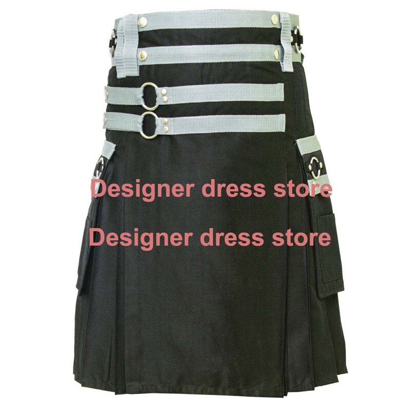 Black belted kilt for men kilt for men stylish mens kilt black kilt with blue belt custom made kilt black mens kilt