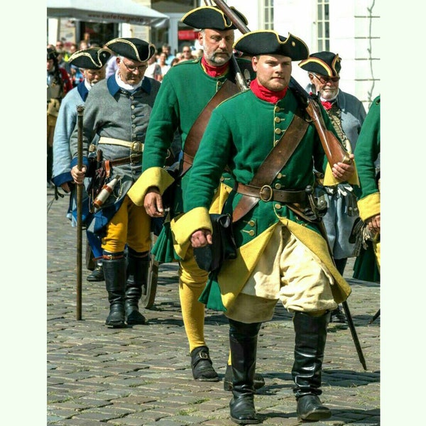 New Men Green Great Northern War Nerva Poltava 1709 Jacket Tailcoat, Steampunk admiral Uniform hussar jacket, lancer officer jacket