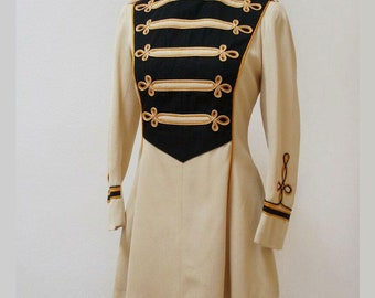 New Off White 50s majorette Handmade military marching band uniform Jacket, Steampunk admiral Uniform hussar jacket, lancer officer jacket