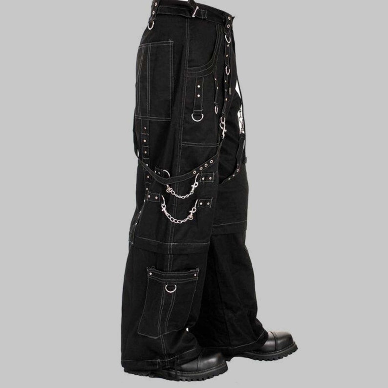 Men Gothic Cyber Trouser Bondage Pant Punk Shorts Metal Studs Trouser Pant, bondage trouser, Gothic trousers, punk trousers image 2